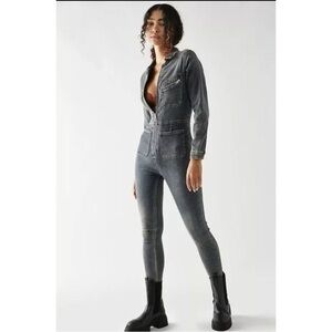 Free People Black Collard Jumpsuit sz XL